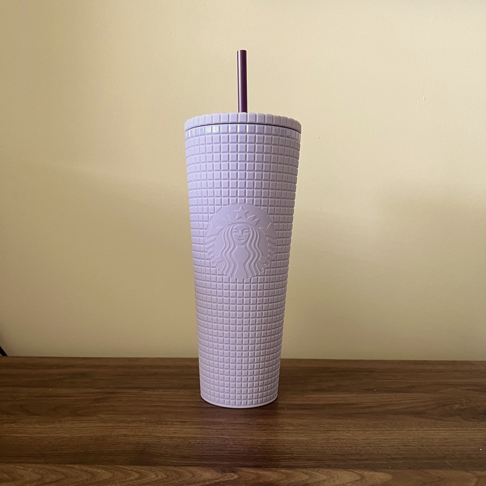 Lilac grid Starbucks tumbler